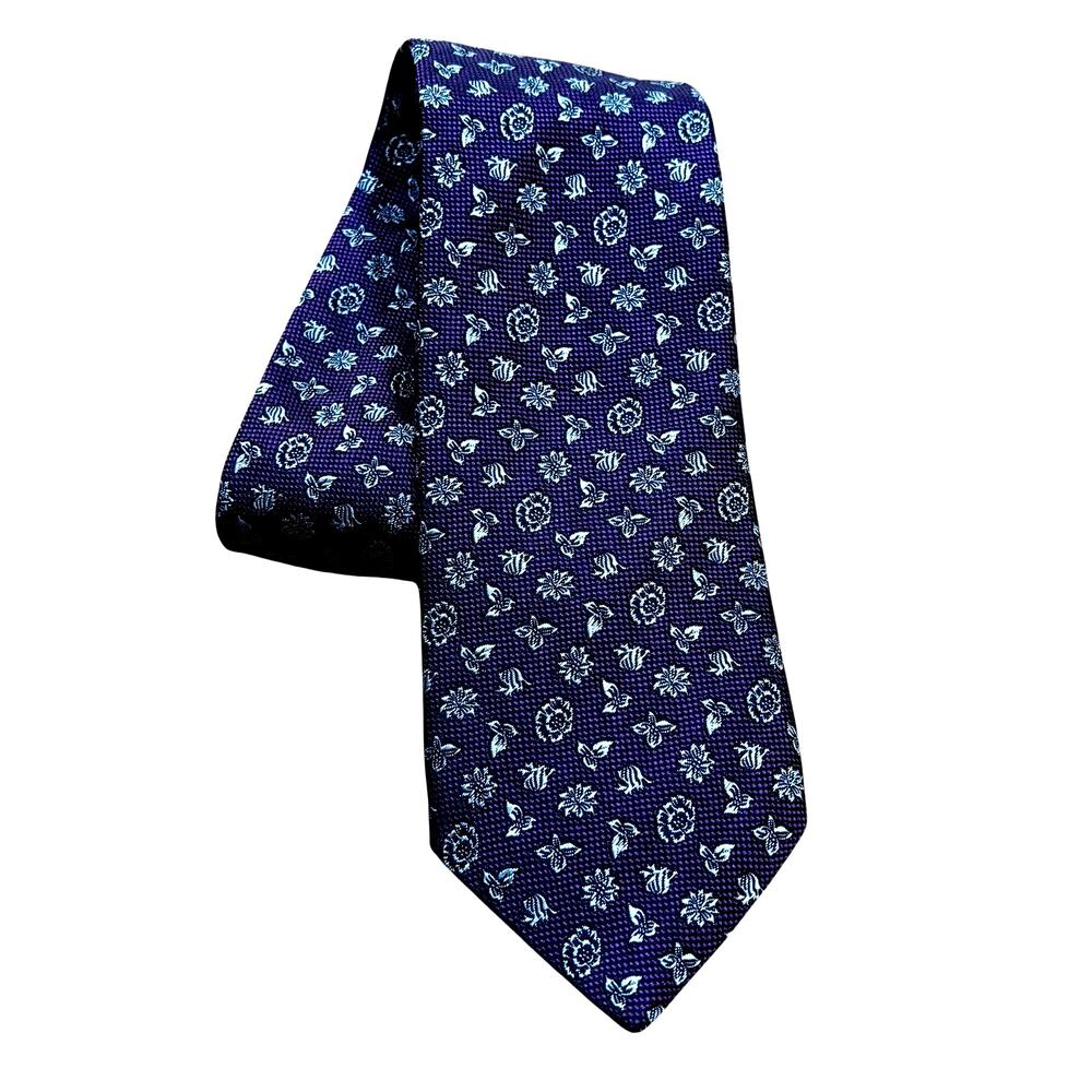 PINK by Thomas Pink necktie classic England silk tie PURPLE gray geometric